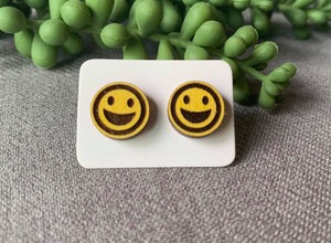 Smiley Face Stud Earrings-Handmade